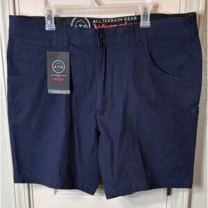 NWT Wrangler ATG Mens 40 Blue Outdoor Utility Chino Shorts 8” Inseam